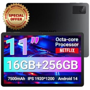 DigiLand 2025 Android 14 Tablet 11 inch Gaming Tablets MediaTek Helio G99 Octa-Core FHD 1920 * 1200 Display Android Tablet 16GB RAM+256GB Storage