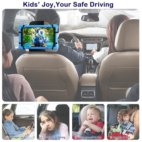 Headrest Tablet Mount with Holding Net Fit All 9"~14" Devices such as iPad