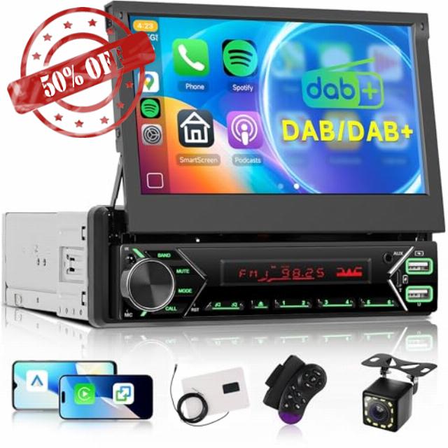 DAB/DAB+ Single Din Car Radio with Wireless Carplay Android Auto