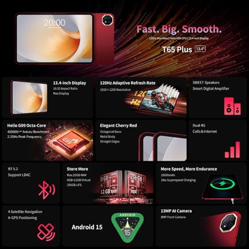 20GB+256GB/TF 5TB Tablets Android 15