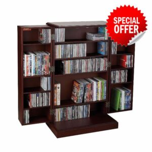 Coopers of Stortford - Media Storage Cabinet - Holds up to 578 CDs or 258 DVDs - Adjustable Shelving - Rich Mahogany Wood Finish - Dust-Proof Organised Media Solutio