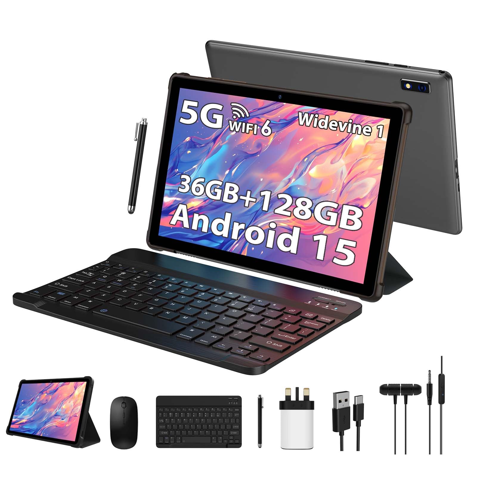 Tablet with Keyboard|Mouse|Case|Earphone-Grey