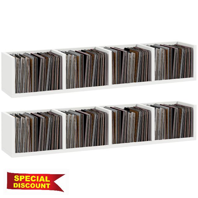 HOMCOM Wall Mount 84 CD / 56 DVD/Blu-ray/Media Storage Rack 4 Cubes