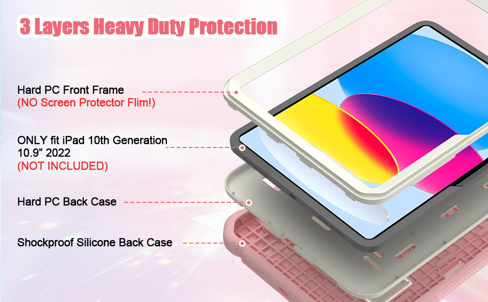 ipad 10 pink case with multiple angles stand