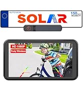 Auto-Vox Solar digital license plate frame with built-in solar panel and HD 5-inch display screen. Features '3 MINS DIY' text, indicating easy installation.