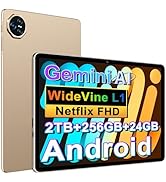 Text reads 'WideVine L1', 'Netflix FHD', 'Android', '2TB+256GB+24GB'. Marketing images showing tablet device from multiple angles with accessories.