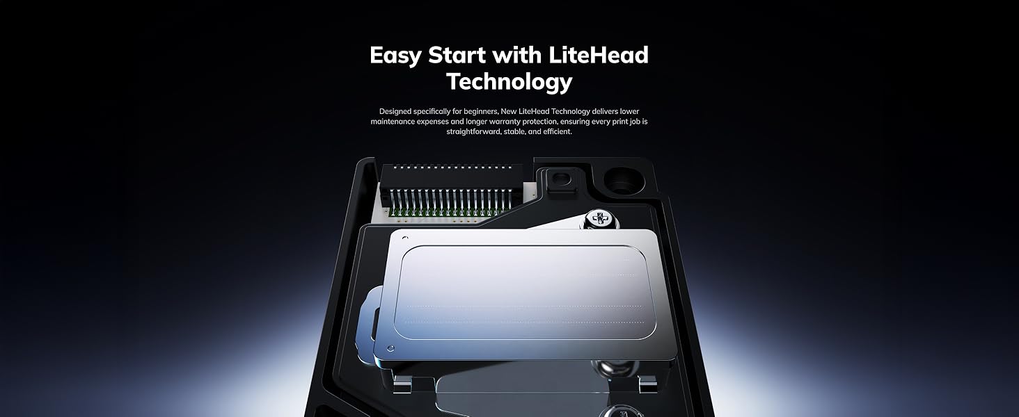 Text reads 'Easy Start with LiteHead Technology' showing close-up product photo of what appears to be electronic equipment with black finish.