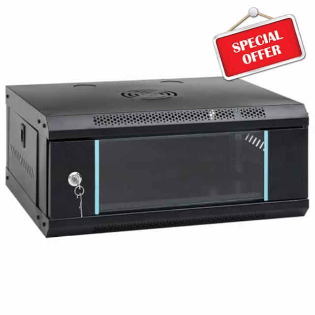 idaXL Network Cabinet with Storage Black 53 x 45 x 21 cm Steel