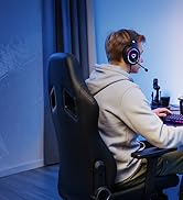 Black backpack with distinctive blue LED-style accent lines forming Y-shape on front, featuring multiple compartments and padded straps.