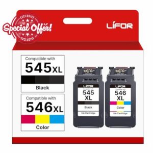 LIFOR 545XL Black 546XL Colour Printer Ink Replacement for Canon 545 546 ink cartridges PG-545 CL-546 XL for Pixma TS3350 TS3355 TS3150 TS3300 TR4550 MG2550S MG3050 TR4500 TS3100 TR4551 TR4650 MX495