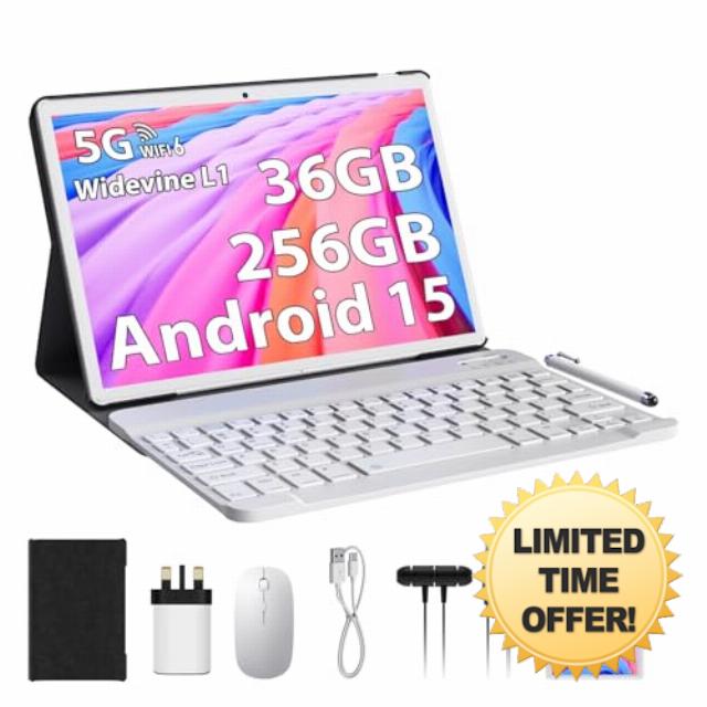 10 Inch Android 15 Tablet with 5G WiFi & WiFi 6