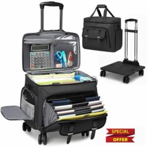 Rolling Teacher Tote Bag for Women Men