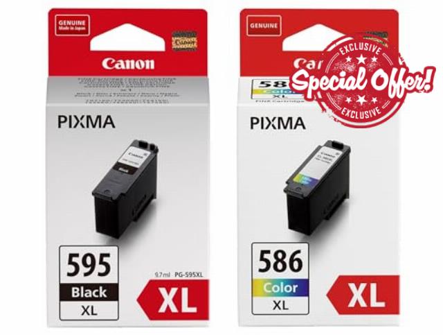 Canon PG-595XL High Yield Black & CL-586XL Colour - Ink For PIXMA TS4150i TS6550i TS7550i