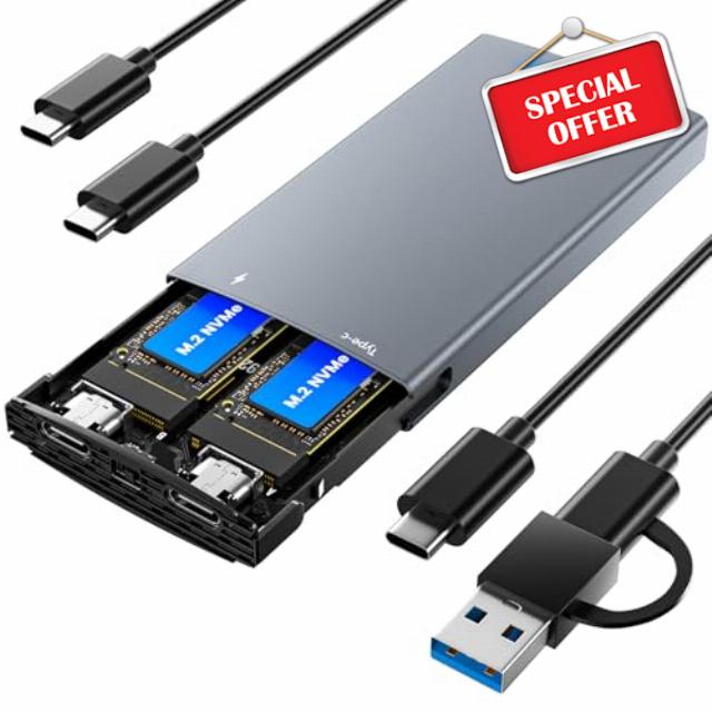 Dual Bay M.2 Nvme SSD Enclosure