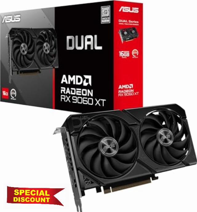 ASUS Dual Radeon RX 9060 XT 16GB GDDR6 Graphics Card (PCIe 5.0