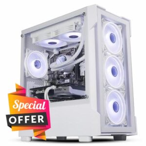 ionz Gaming PC Desktop | Intel i5-12400F | NVidia RTX 5070 | 16GB RAM | 1Tb NVME SSD | 240mm AIO | 650W 80+ PSU | Windows 11 | WiFi - Tornado- White