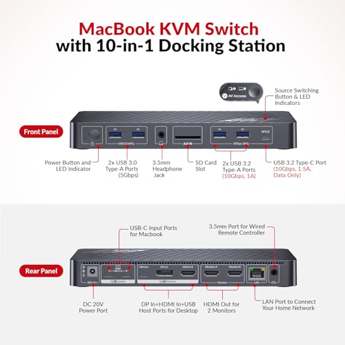 USB-C KVM Switch 2 Monitors 2 Computers