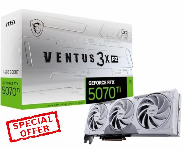 MSI Gaming RTX 5070 Ti 16G Ventus 3X PZ OC Graphics Card (16GB GDDR7