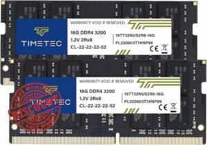 Timetec Premium 32GB KIT(2x16GB) DDR4 3200MHz (or 2933MHz or 2666MHz) PC4-25600 Non-ECC Unbuffered 1.2V CL22 2Rx8 Dual Rank 260 Pin SODIMM Laptop Notebook PC Computer Memory RAM Upgrade