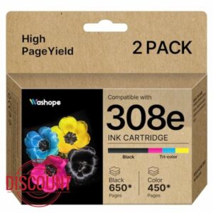 308e Black & Colour Ink Cartridge XL High Capacity Compatible for HP 308 308e Combo Ink Cartridges for HP Envy 6122e 6532e 6520e 6132e 6530e 6120e 6110e 6558e 6110e 6130e (2-pack) Print
