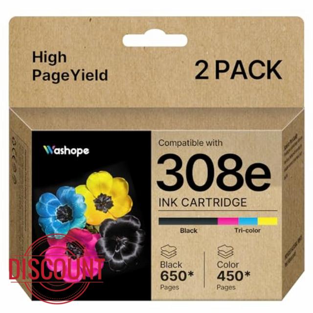 308e Black & Colour Ink Cartridge XL High Capacity Compatible for HP 308 308e Combo Ink Cartridges for HP Envy 6122e 6532e 6520e 6132e 6530e 6120e 6110e 6558e 6110e 6130e (2-pack) Print