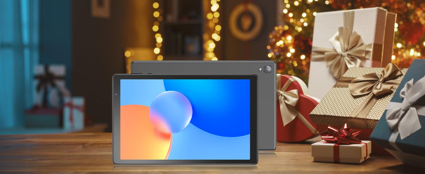 Tablet device with 10.61-inch screen, shown from multiple angles. Includes accessories: stylus, charging cable, charger, user guide, and tablet case. Detailed specifications and dimensions listed.