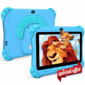 Kids Tablet Android 7 inch Childrens Tablet for Kids with WiFi Dual Camera Parental Control 32GB ROM 128 GB Expand Toddler Tablets with Kid Software Educational Games Ages 3 to 7 Years (Blue)