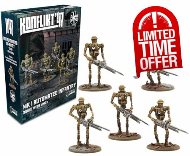 Warlord Games Mk I Automated Infantry Squad with MMG - British Commonwealth for Konflikt 47 Highly Detailed Miniatures