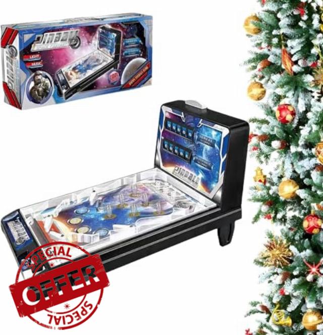 Mini Pinball Machine Electronic Tabletop Game With Led Digital Scoreboard
