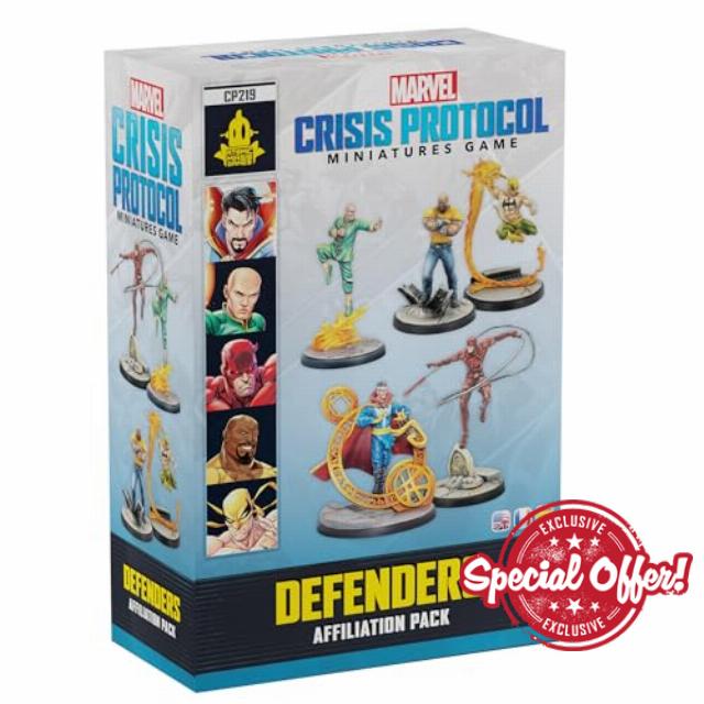 Asmodee | Marvel: Crisis Protocol Defenders Affiliation Pack | Tabletop Miniatures Game | Ages 14+ | 2 Players | 45+ Minutes Playing Time
