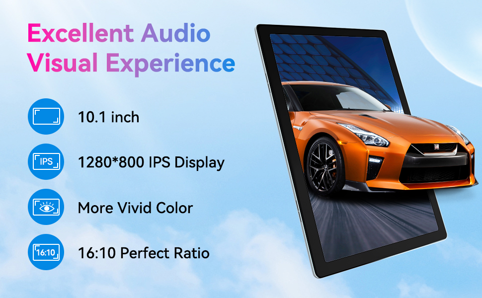 Text reads 'Large Storage'. Product showcase displays multiple views of a black device with screens showing media playback interfaces and storage capacity information.