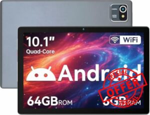 Hakaug Tablet 10 Inch Android OS Quad-Core 6GB RAM 64GB ROM 5000 mAh Battery1280x800 Touchscreen Tablet-PC (Gray)