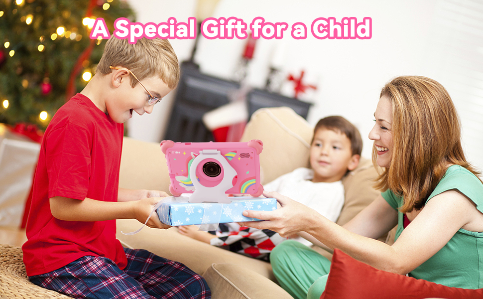 Text reads 'Parental Control', 'Pre-installed APP', 'Child Lock', 'Content Filtering', 'Time Limitation'. Image shows a pink-bordered product interface demonstrating parental control features for a children's device.