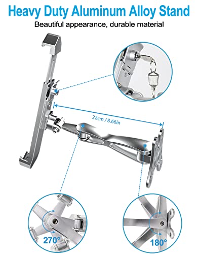 Anti-Theft Tablet Wall Holder with Security Lock & Key - Heavy Duty 360° Swivel Arm for 9–14" iPad Pro