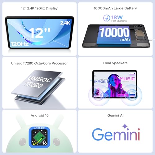 120Hz 2.4K 12 Inch Tablet with Gemini AI