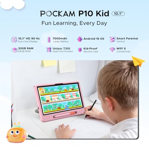 10 inch tablet Android 16 Tablet for Kids Ages 3-12 Years