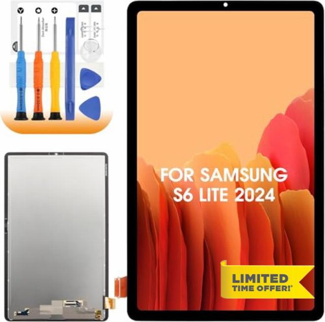 Screen Replacement for Samsung Tab S6 Lite 2024 LCD Display for Galaxy Tab S6 Lite 2024 SM-P620 SM-P625 10.4 inch LCD Screen Digitizer Touchscreen Glass Panel Full Assembly with Repair Tools