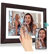BYYBUO 8 Inch WiFi Digital Photo Frame, 16G Walnut brown, 1280 x 800IPS Touchscreen Wifi Digital ...