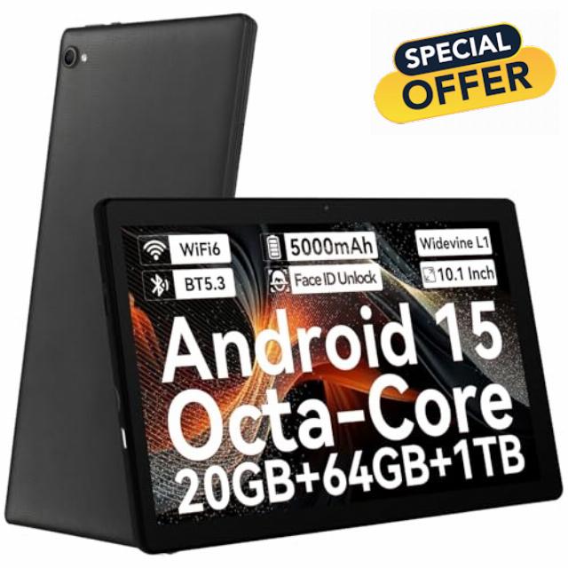 Gleeso Tablet 10 inch Android 15 Octa-Core Processor