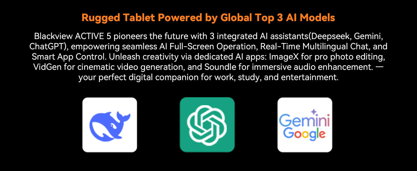 Text reads 'Biggest TaleSt Powered by Global Top 3 AI Models'. Display of three app icons including Gemini logo against gray background.