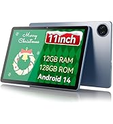 Text reads 'DIGILAND', '10.1"', 'Android 14', 'Octa-core', 'NETFLIX', 'Widewide L1', '6000mAh'. Blue tablet displaying colorful gradient screen with specifications and features listed.