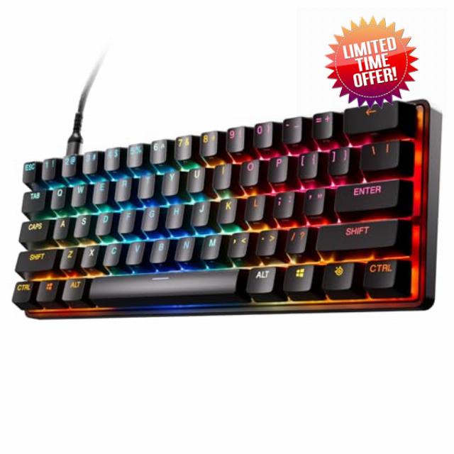 SteelSeries Apex Pro Mini Gen 3 OmniPoint 3.0 HyperMagnetic Switches — Adjustable Actuation — Rapid Trigger — Rapid Tap/SOCD — RGB — PBT Keycaps — USB-C (Renewed)