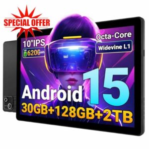 Gleeso 10 Inch Tablet Android 15 with 30GB RAM+128GB ROM (1TB Expandable)