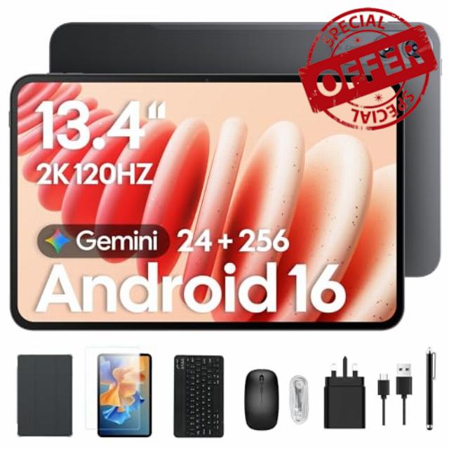 2026 Upgraded 13.4 inch Android 16 Tablet with Keyboard