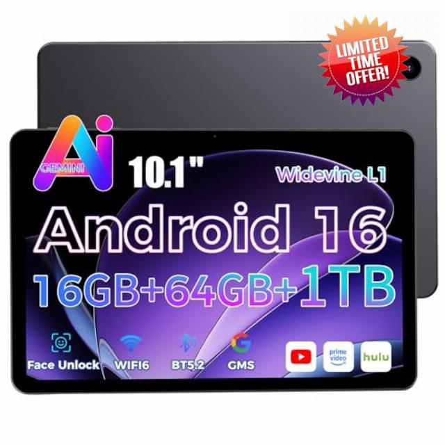 2026 Tablet 10.1 inch Android 16 with Gemini AI