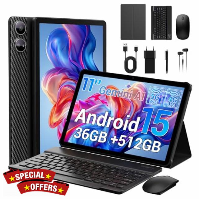 Tablet 11 Inch Android 15 Tablet with SIM Slot