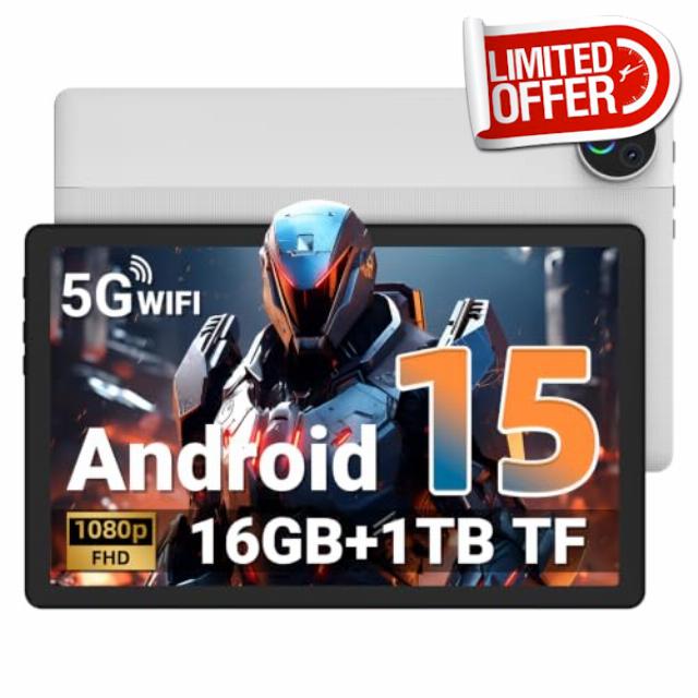 Gleeso Tablet|Android 15 Tablet 10 Inch|16GB RAM 1TB TF Android Tablets with 5000mAh|Face Unlock|Widevine L1|BT 5.4/5G WiFi|5MP Dual Camera