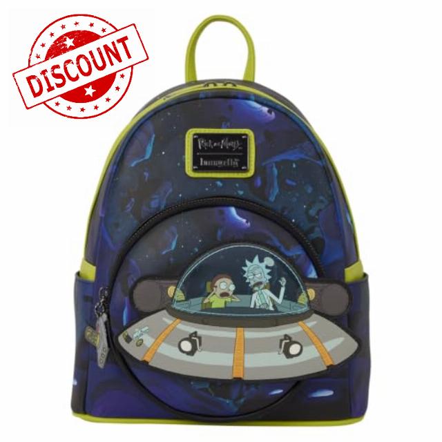 Loungefly Rick And Morty Space Cruiser Mini Backpack Glow-in-the-dark mini backpack with Space Cruiser design