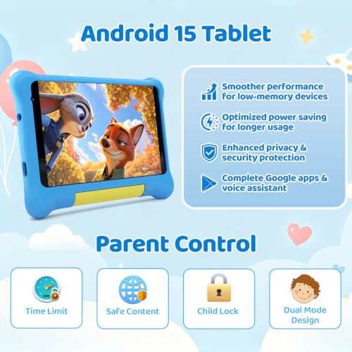 Android 15 Tablet for Kids with 24GB+32GB+1TB Expand