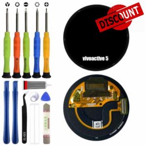 LCD Display for Gar-min Vivoactive 5 [with Fingerprints] [1.2 Inch] Black LCD Display Touch Screen Digitizer with Tool Ki